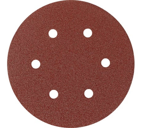 Круг абразивный на ворсовой подложке под липучку, перфорированный (5 шт; 150 мм; 6 отв.; P80) MATRIX 73838