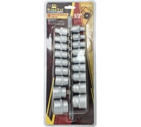Набор головок 18 предметов 1/2" DR, 6-гранных (8-19, 21, 22, 24, 27, 30, 32 мм, на металлической планке) KingTul KT-3029