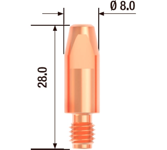 Наконечник контактный ECU (10 шт; 0.6 мм; M6; 28 мм) FUBAG FB.CTM6.28-06