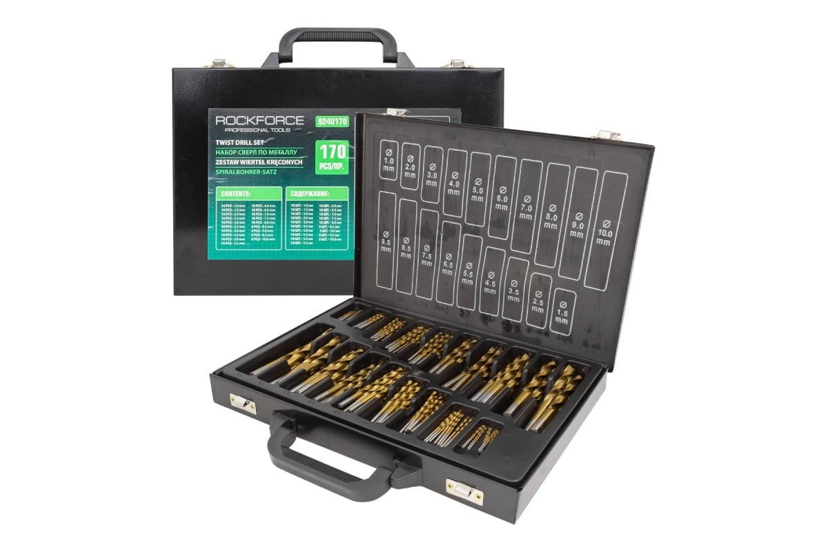 Набор сверл по металлу Rockforce 170пр в кейсе RF-924U170(52040 ...