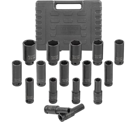 Набор 6-гранных ударных глубоких головок Rockforce 1/2", 16 штук RF-4169-5MPB(54614)