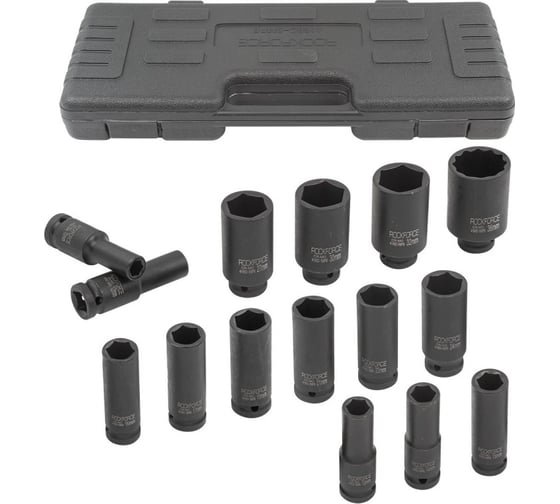 Набор головок ударных глубоких 15 предметов, 1/2" DR, в кейсе Rockforce RF-4166D-5MPB 1