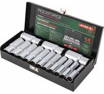 Набор головок глубоких 14 предметов, 1/2" DR, в металлическом кейсе Rockforce RF-4143-5 RED(11853)