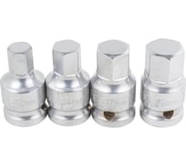 Набор головок-бит HEX 1/2" DR, 4 предмета, L=45 мм (12, 14, 17, 19 мм) Rockforce RF-40917B(51723)