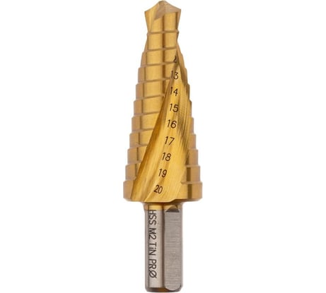 Сверло ступенчатое по стали (10-20 мм, 11 ступеней, HSS-G M2 TIN, хвостовик 10 мм) Профоснастка № 3317 30106017