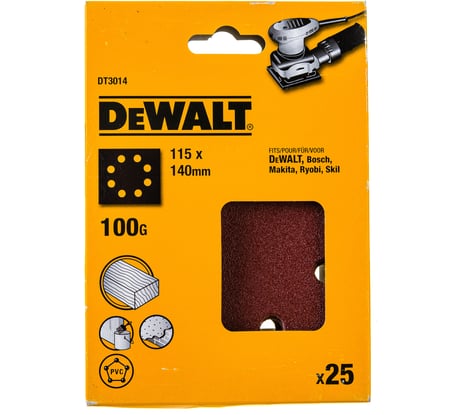 Лист шлифовальный перфорированный (25 шт; 115х140 мм; 100G) DEWALT DT3014