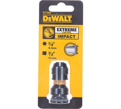 Адаптер для ударных гайковертов шестигранник 1/4”F - квадрат 1/2”F DEWALT DT7508