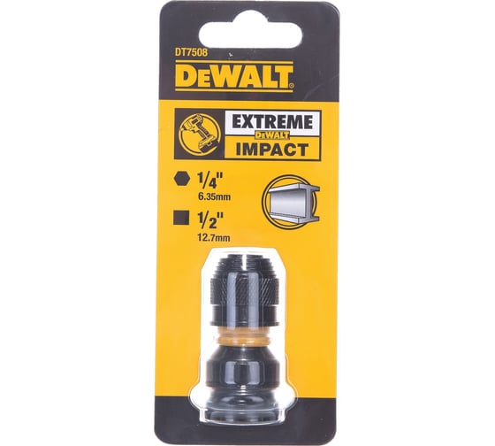 Адаптер для ударных гайковертов шестигранник 1/4”F - квадрат 1/2”F DEWALT DT7508