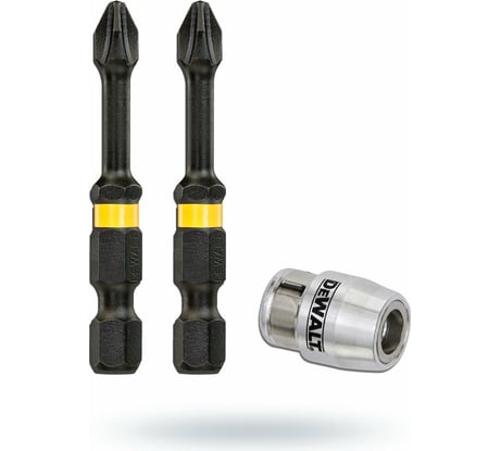 Биты Ph2, 57 мм, 2 шт + держатель MAGNETIC SCREW LOCK DEWALT DT70536T