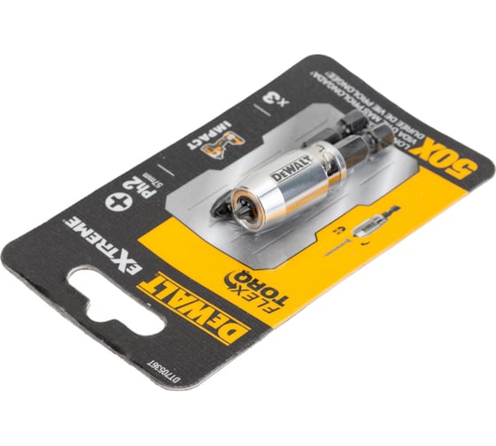 Биты Ph2, 57 мм, 2 шт + держатель MAGNETIC SCREW LOCK DEWALT DT70536T