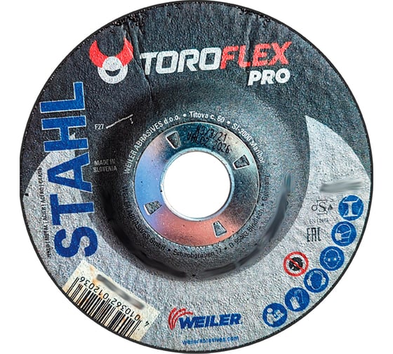 Круг шлифовальный по стали F27 125x6.5x22.23 мм, A24S-BF PRO TOROFLEX 4010362012036
