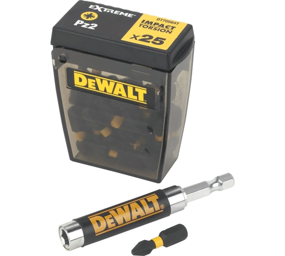 Биты PZ2, 25 мм, 25 шт в кейсе + держатель DEWALT DT70564T