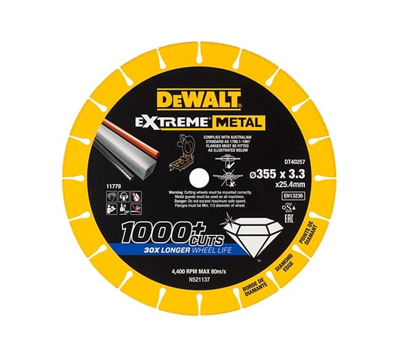 Алмазный диск отрезной по металлу 355x25 мм DEWALT DT40257