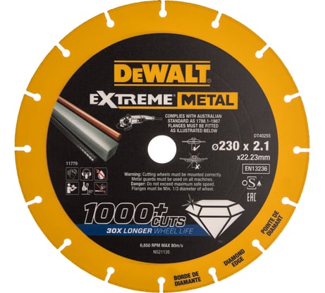 Алмазный диск отрезной по металлу 230x22.2 мм DEWALT DT40255
