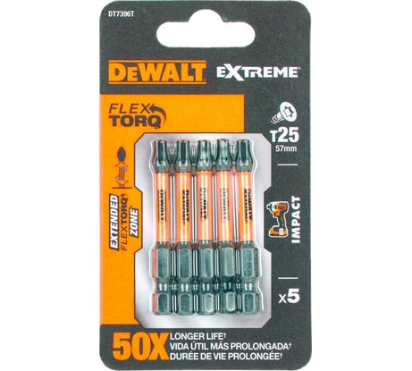 Биты T25х57 мм, 5 шт. DEWALT DT7396T