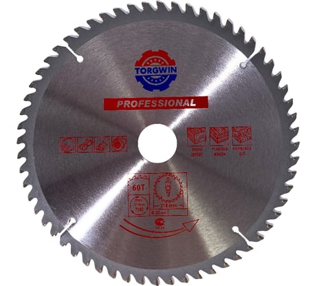 Диск пильный по дереву 216x30/25.4 мм, 60Z TORGWIN S84720