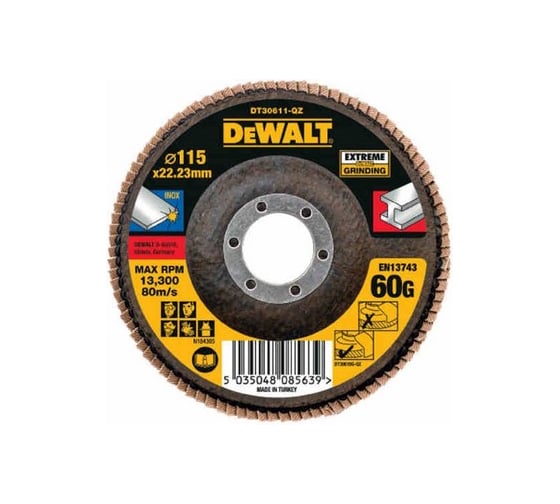 Лепестковый круг EXTREME 115x22.2 мм 60G, тип 27 DEWALT DT30611 1