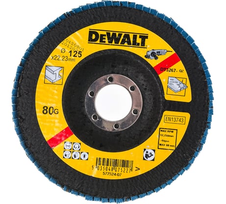 Лепестковый круг EXTREME 125x22.2 мм, 80G, тип 29 DEWALT DT3267