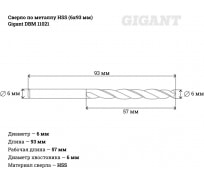 Сверло по металлу HSS (6x93 мм) Gigant DBM 11021