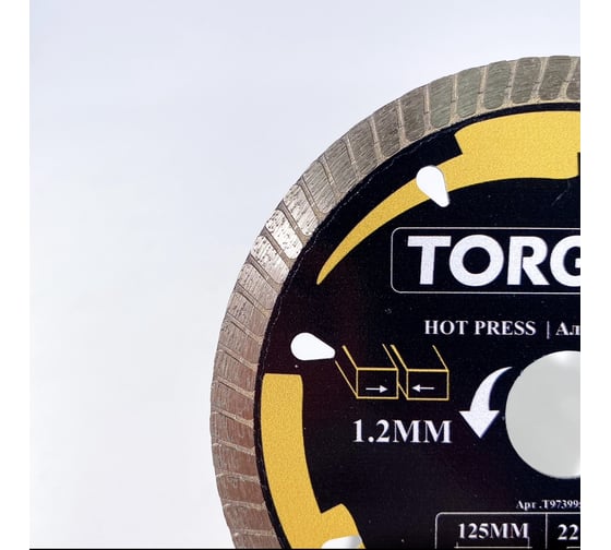 Алмазный диск турбо супер тонкий HOT PRESS 125х0.8х1.2х7х22.23 мм, сухой рез TORGWIN T973995