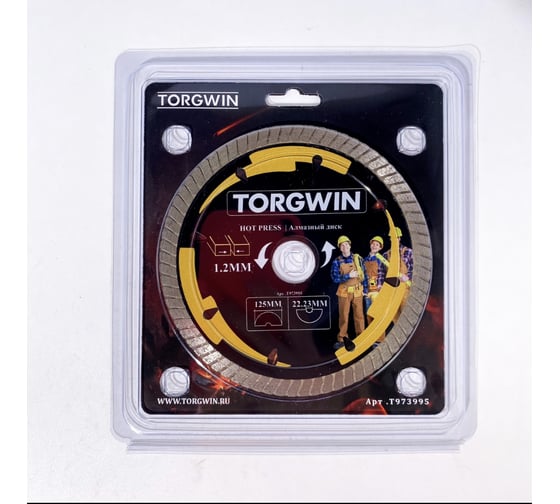 Алмазный диск турбо супер тонкий HOT PRESS 125х0.8х1.2х7х22.23 мм, сухой рез TORGWIN T973995