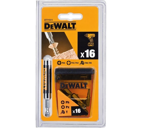 Набор бит 16 шт. пластиковый бокс DEWALT DT71511 1