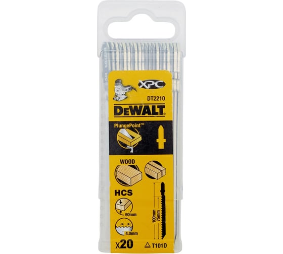 Пилки по дереву HCS (100х75 мм, шаг 4.2, пропил 60 мм, T101D, 20 шт.) DEWALT DT2210 1