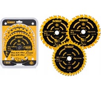 Набор пильных дисков 165х20 мм, 24 зуба -2 шт, 165х20 мм, 40 зубьев -1 шт. DEWALT DT10397