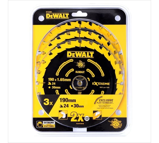 Набор пильных дисков 190х20 мм, 24 зуба, 3 шт. DEWALT DT10399 1