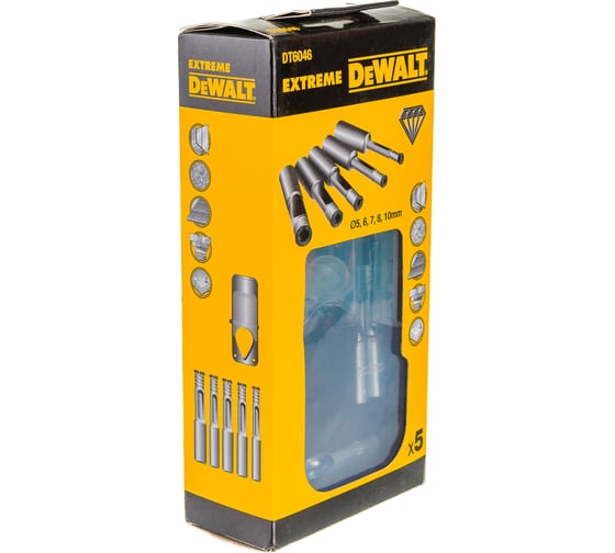 Набор сверл по керамической плитке с системой подвода воды (5-10 мм, 4 шт.) DEWALT DT6046