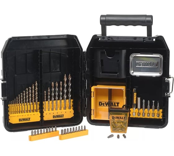 Набор сверл по металлу, камню+биты, 63 шт. DEWALT MaxisafeXL DT9281 1