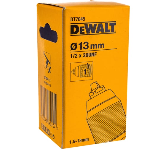 Патрон 1.5-13 мм, 1/2"х20 UNF, металлический DEWALT DT7045