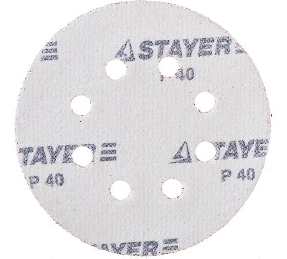 Круг шлифовальный универсальный (125 мм; 8 отв.; Р40; 5 шт.) STAYER 35452-125-040