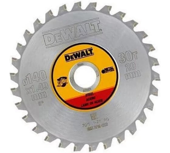 Пильный диск по стали 140/20 мм, 30 зубьев, TCG1,5 DEWALT DT1923
