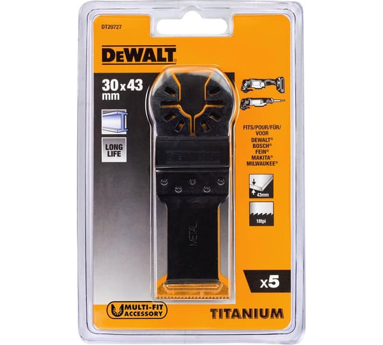 Полотно пильное погружное Ti, 30х43 мм , 5 шт. DEWALT DT20727 1