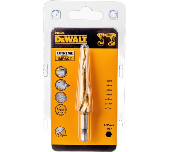 Сверло ступенчатое EXTREME IMPACT, 4-12 мм DEWALT DT5026