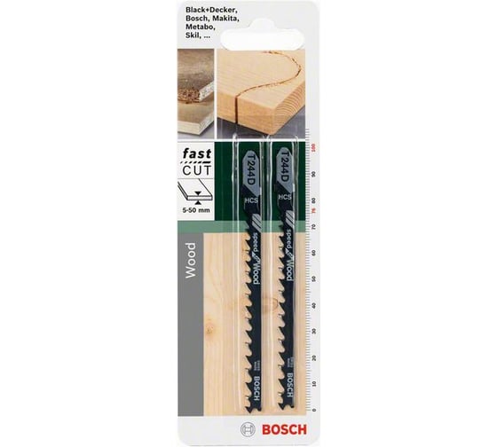 Пилки по дереву T 244 D HCS DIY (100х76 мм, шаг 4,0–5,2 мм) Bosch 2609256719