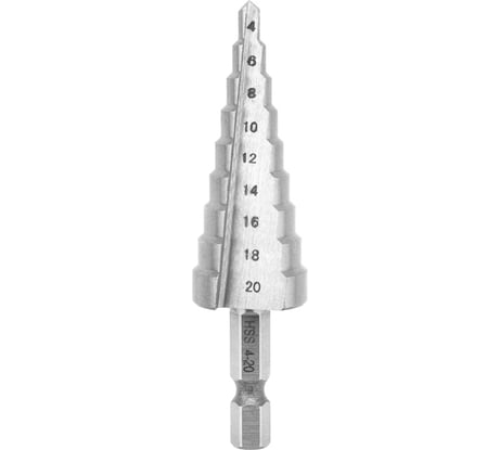 Сверло ступенчатое по металлу 4-20 мм, 76 мм, 62 HRC KRANZ KR-12-6601