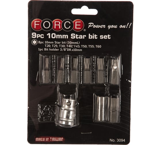 Набор бит Torx, 9 шт. FORCE 3094