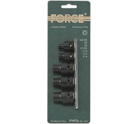 Набор ударных головок Е 3/8",1/2", 5 шт. FORCE 3063