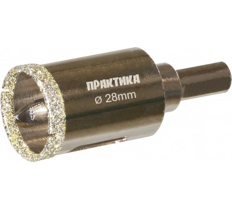 Коронка алмазная по керамограниту/керамике Профи (28х70 мм) ПРАКТИКА 917-606