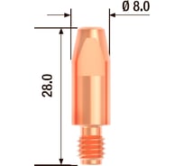 Наконечник контактный ECU (10 шт; 0.8 мм; M6; 28 мм) FUBAG FB.CTM6.28-08