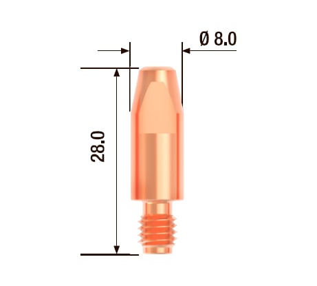 Наконечник контактный ECU (10 шт; 0.8 мм; M6; 28 мм) FUBAG FB.CTM6.28-08