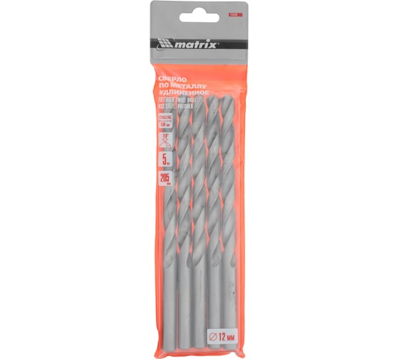 Сверло по металлу удлиненное (5 шт; 12х205х134 мм) MATRIX 715120