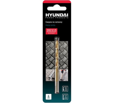 Сверло по металлу DIN338 HSS-G TIN (6x93х57 мм) HYUNDAI 202115