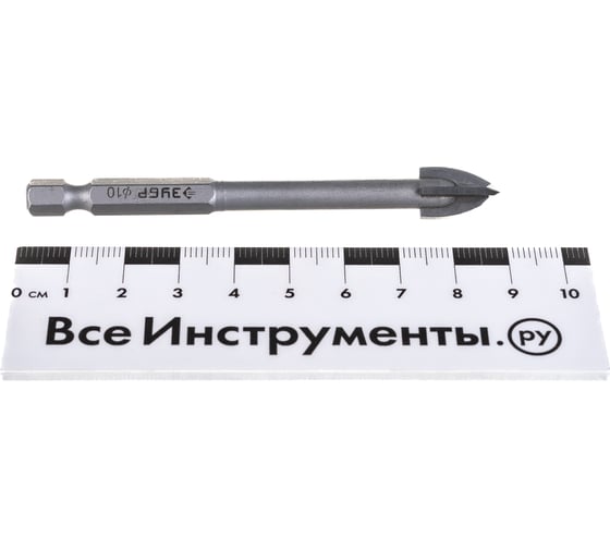 Сверло по стеклу и кафелю ЗУБР Профессионал 4-х резцовый, 10 мм, шестигранный хвостовик 29845-10_z01