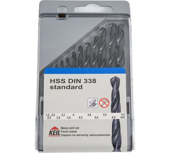 Набор сверл по металлу HSS DIN 338 1,5-6,5 мм, 13 шт. KEIL 300213165 1