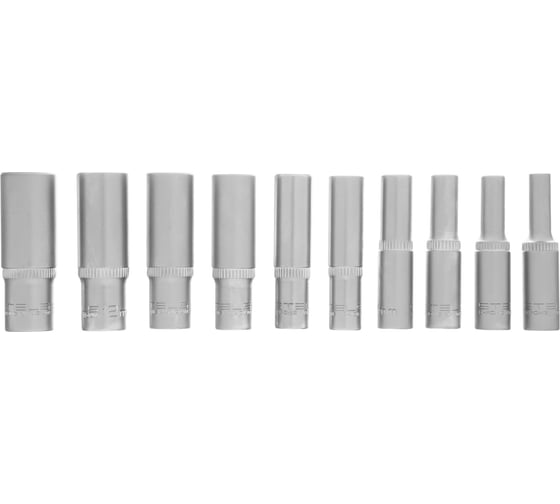 Набор удлиненных торцевых головок 1/4", 6-ти гр CrV, 4-13 мм, 10 шт. STELS 13605