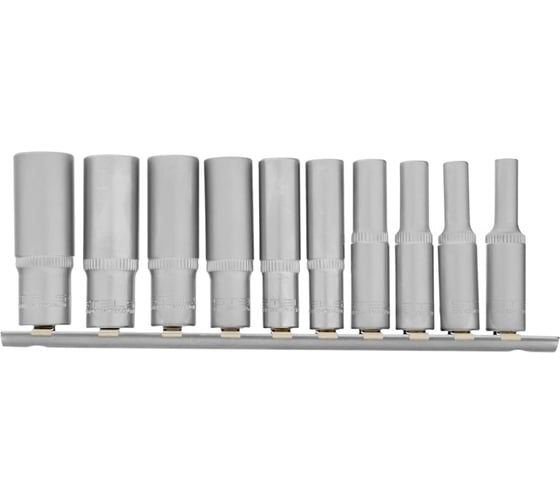 Набор удлиненных торцевых головок 1/4", 6-ти гр CrV, 4-13 мм, 10 шт. STELS 13605