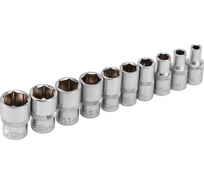 Набор торцевых головок 1/4", 6-ти гр CrV, 4-13 мм, 10 шт. STELS 13602